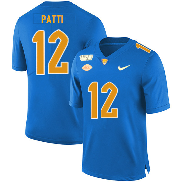 2019 Men #12 Nick Patti Pitt Panthers College Football Jerseys Sale-Royal